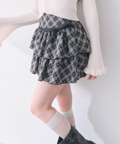 OLIVE des OLIVE 蝴蝶結分層半身裙