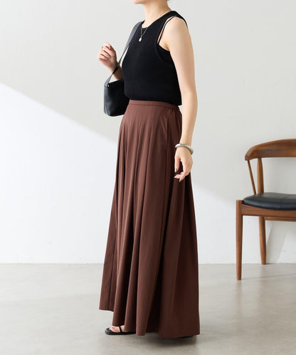 塔夫綢褶飾喇叭半身裙