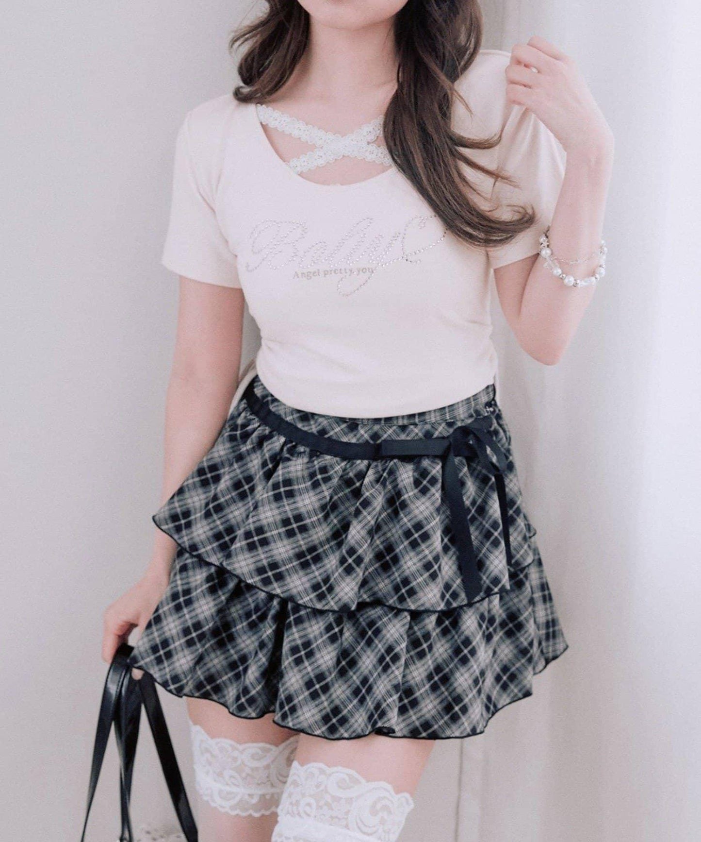 OLIVE des OLIVE 蝴蝶結分層半身裙