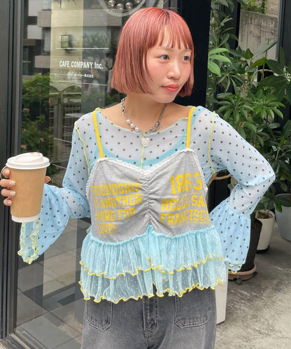 HELLO.SANFRANCISCO/ハローサンフランシスコ 印花Logo薄紗吊帶背心