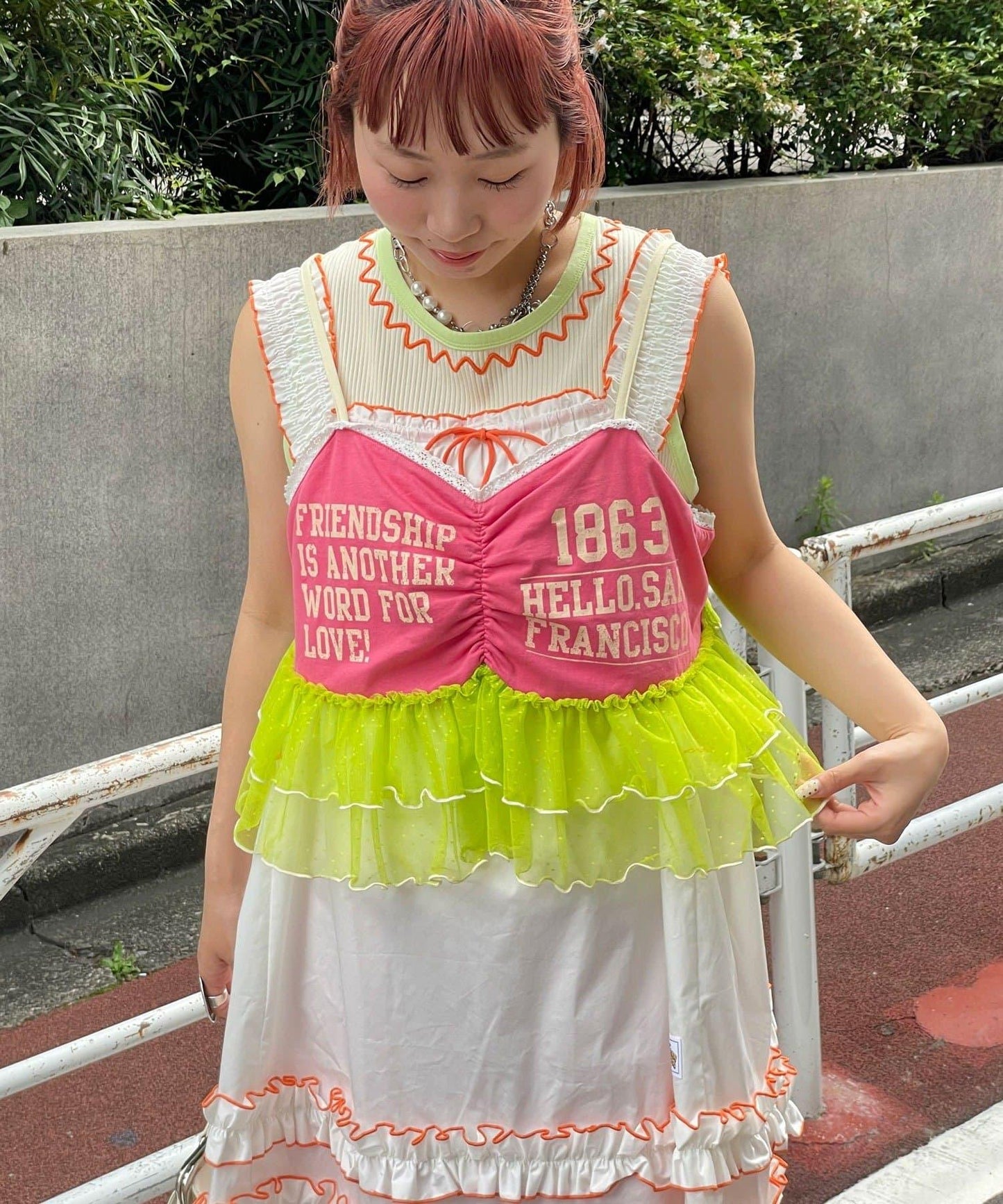 HELLO.SANFRANCISCO/ハローサンフランシスコ 印花Logo薄紗吊帶背心