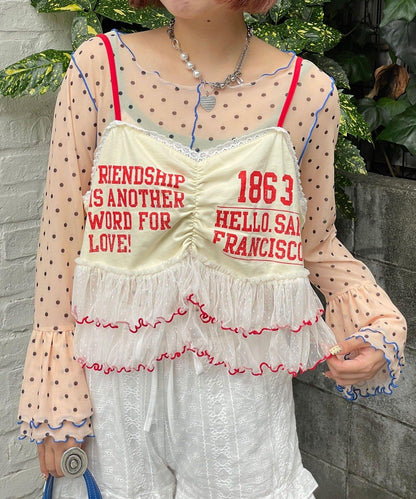 HELLO.SANFRANCISCO/ハローサンフランシスコ 印花Logo薄紗吊帶背心