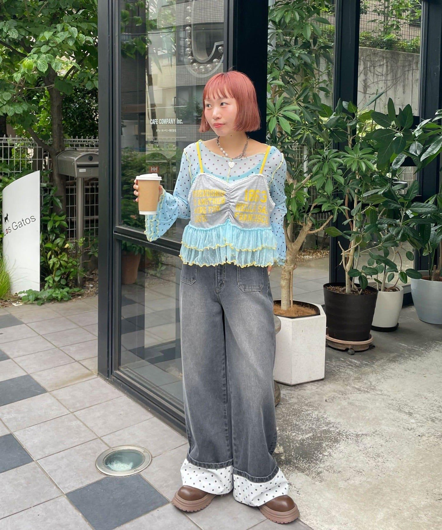 HELLO.SANFRANCISCO/ハローサンフランシスコ 印花Logo薄紗吊帶背心