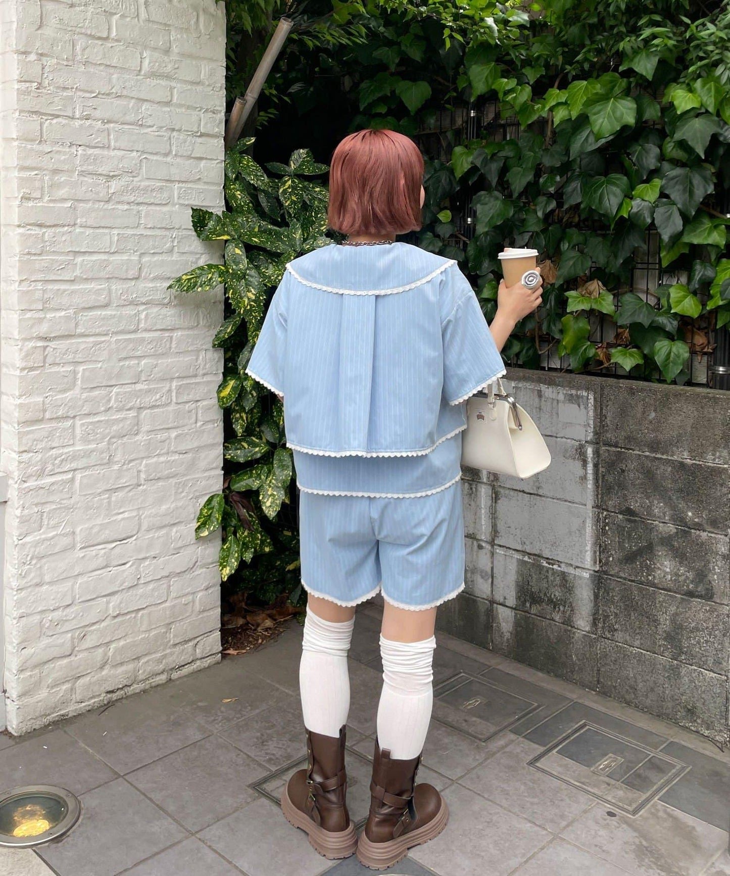 HELLO.SANFRANCISCO/ハローサンフランシスコ 大翻領條紋短款襯衫