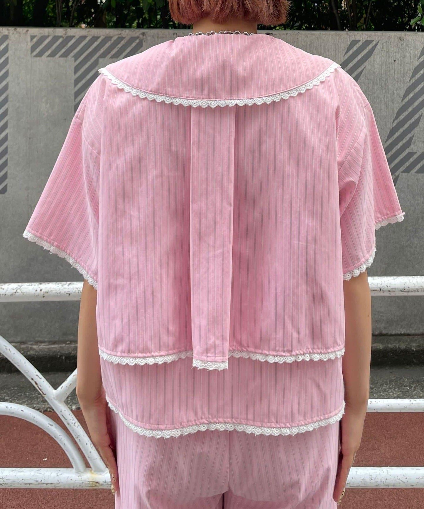 HELLO.SANFRANCISCO/ハローサンフランシスコ 大翻領條紋短款襯衫
