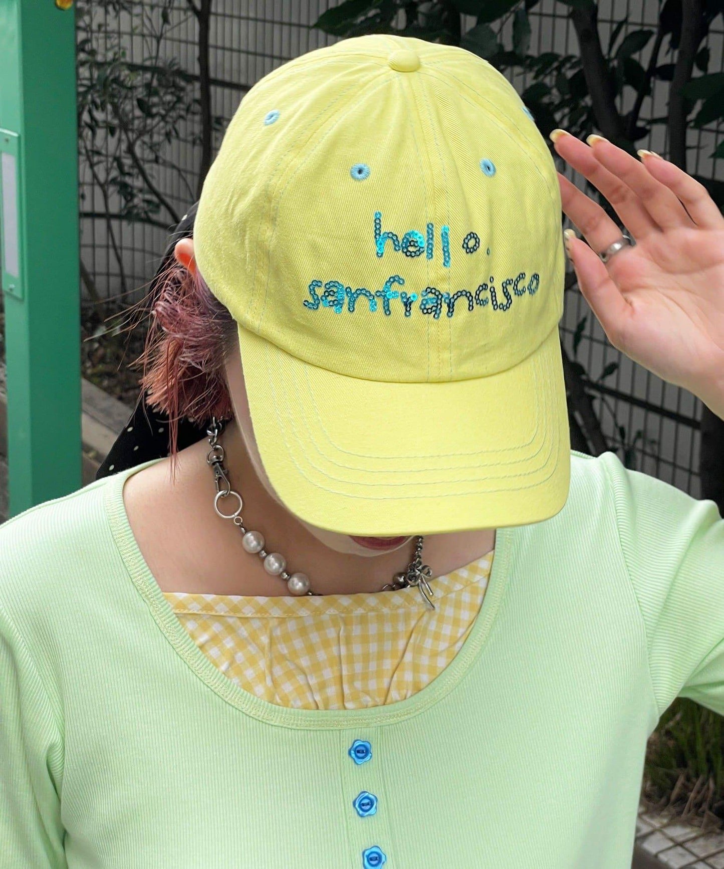 HELLO.SANFRANCISCO 亮片Logo蝴蝶結棒球帽