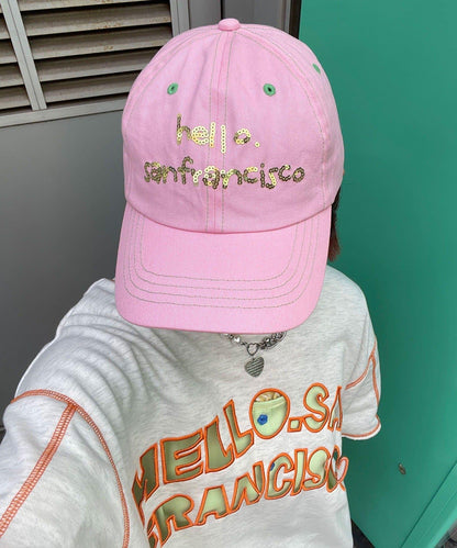 HELLO.SANFRANCISCO 亮片Logo蝴蝶結棒球帽