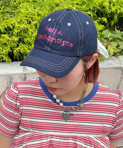 HELLO.SANFRANCISCO 亮片Logo蝴蝶結棒球帽