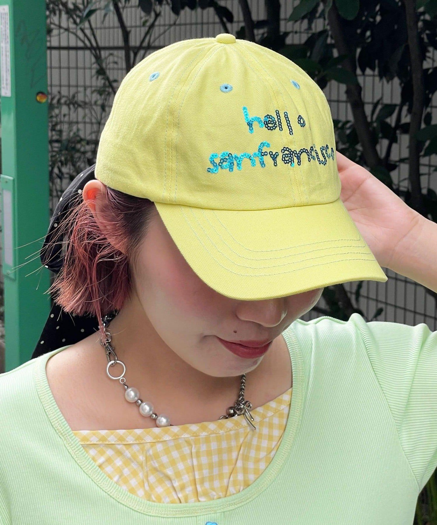 HELLO.SANFRANCISCO 亮片Logo蝴蝶結棒球帽