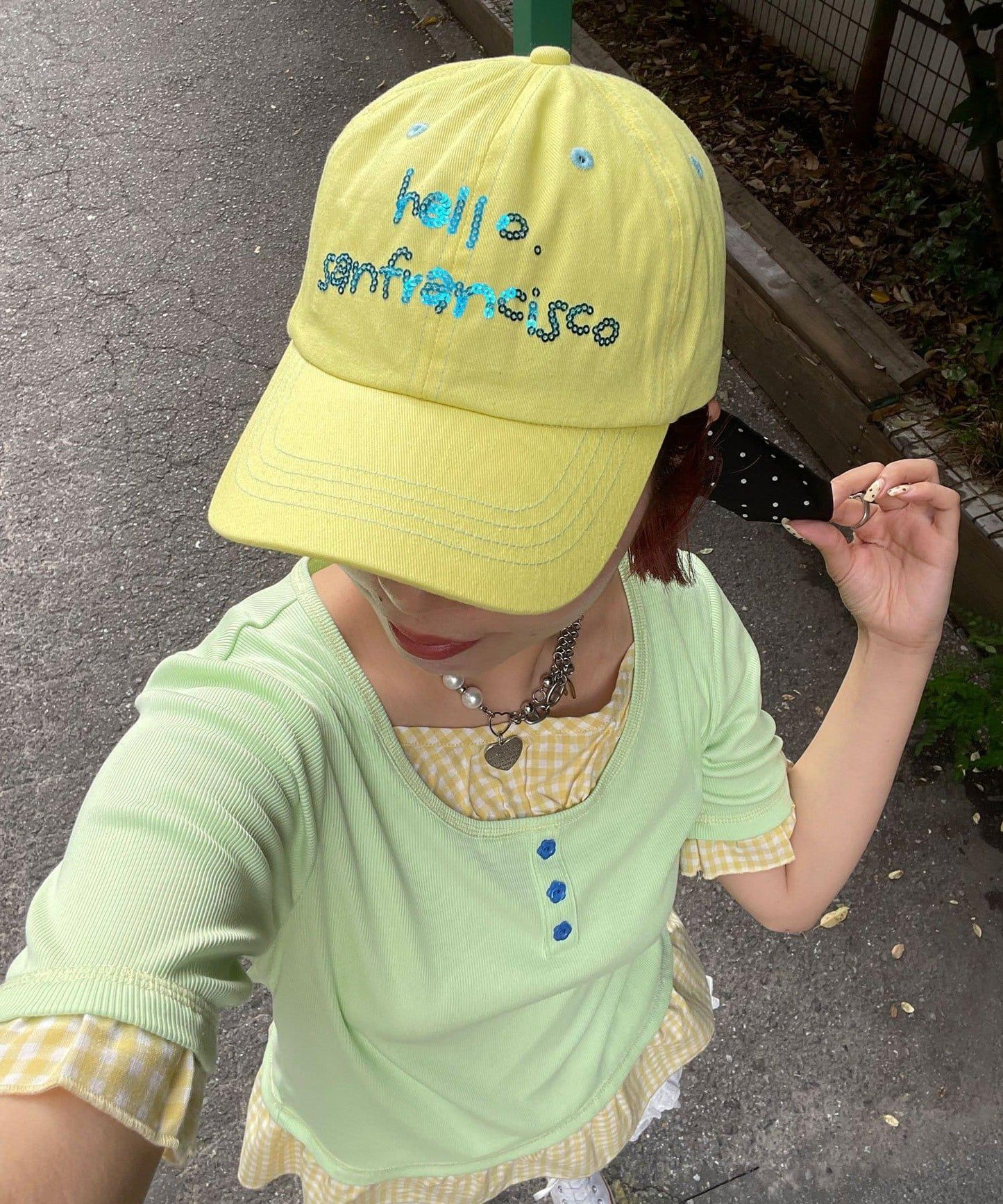 HELLO.SANFRANCISCO 亮片Logo蝴蝶結棒球帽