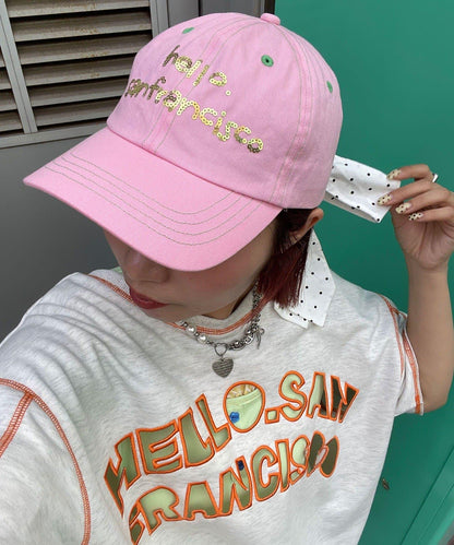 HELLO.SANFRANCISCO 亮片Logo蝴蝶結棒球帽