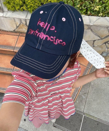 HELLO.SANFRANCISCO 亮片Logo蝴蝶結棒球帽