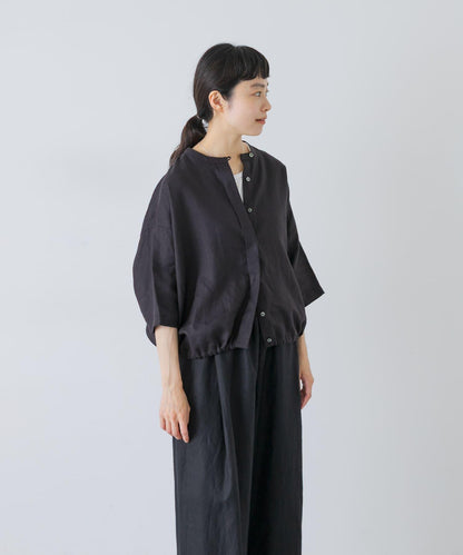 亞麻五分袖襯衫
