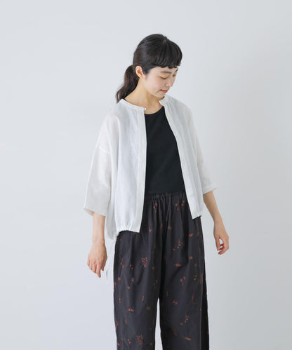 亞麻五分袖襯衫