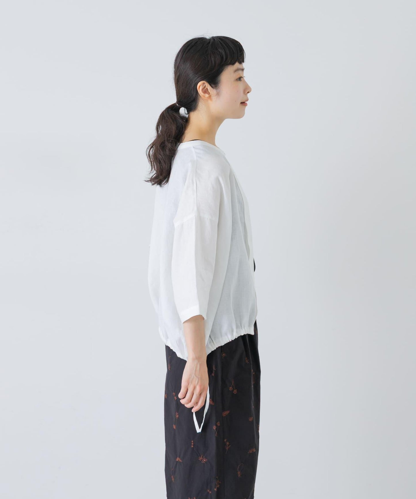 亞麻五分袖襯衫