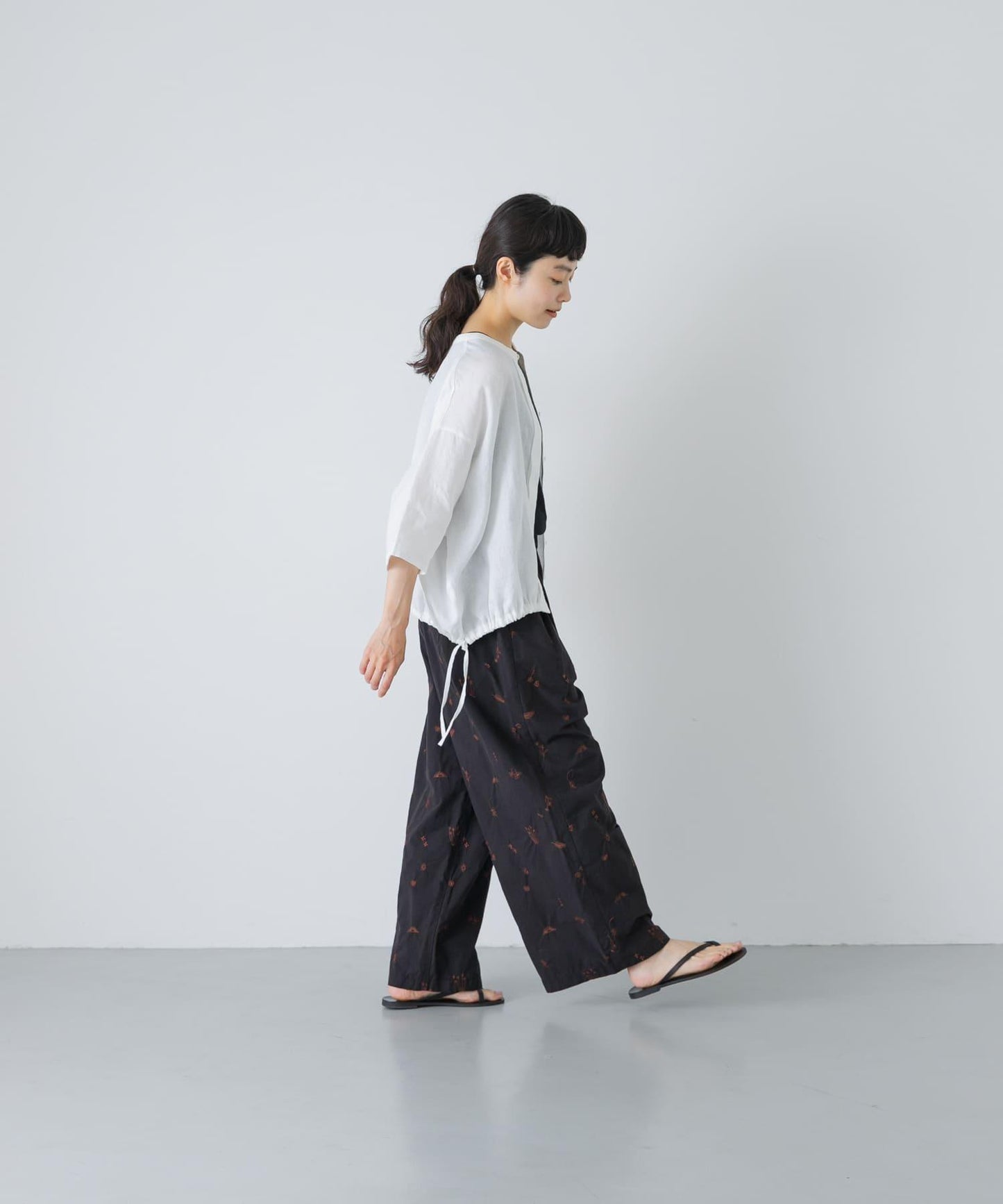 亞麻五分袖襯衫