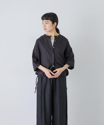 亞麻五分袖襯衫