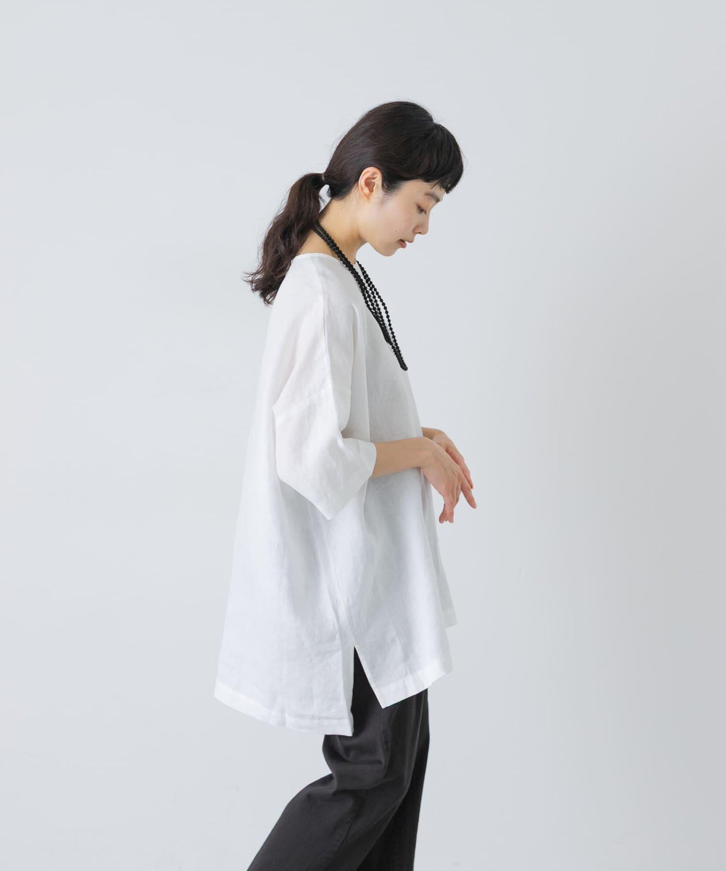 亞麻闊腿套頭襯衫
