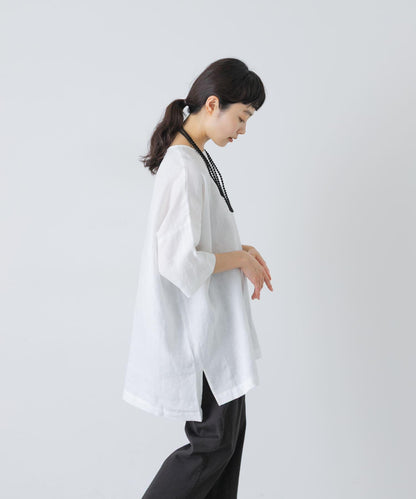 亞麻闊腿套頭襯衫