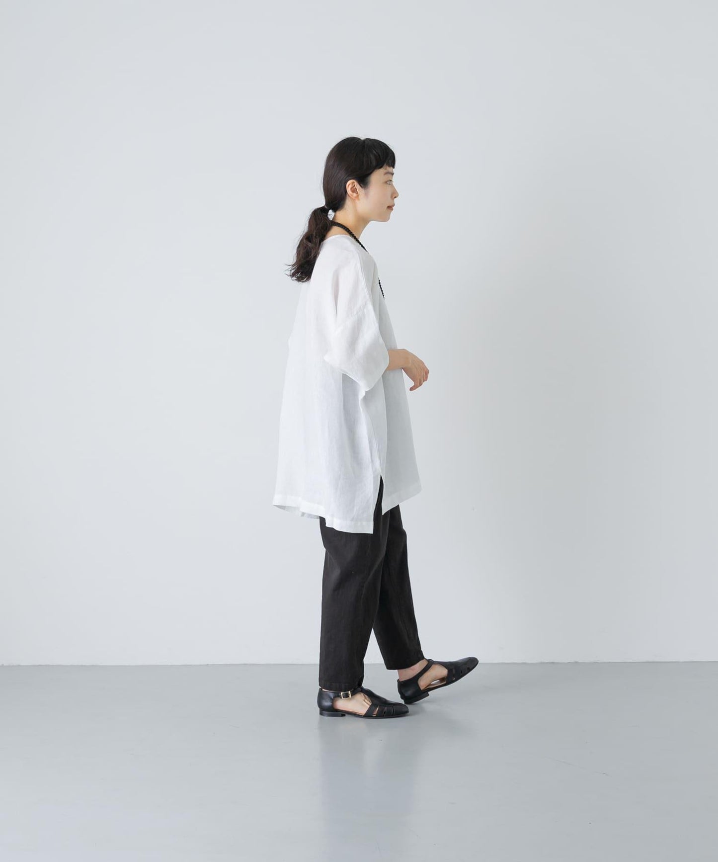 亞麻闊腿套頭襯衫