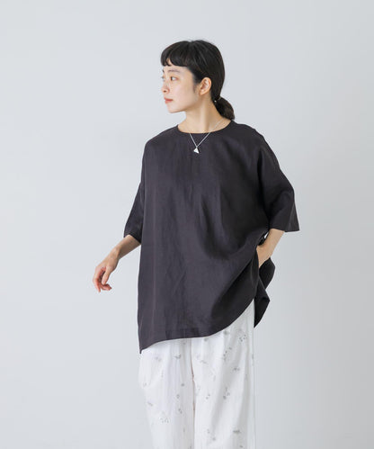 亞麻闊腿套頭襯衫