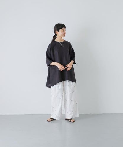 亞麻闊腿套頭襯衫