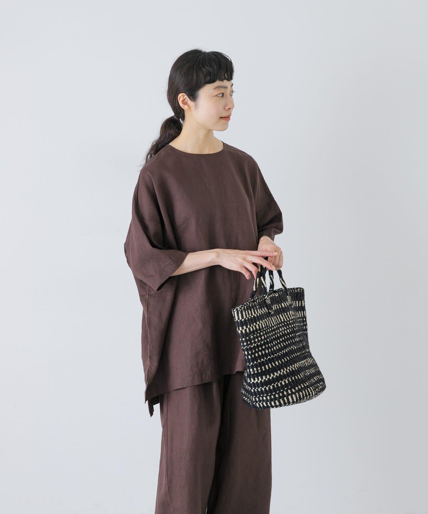 亞麻闊腿套頭襯衫