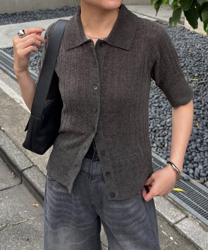秋季新款 莫代爾闊腿羅紋針織Polo衫