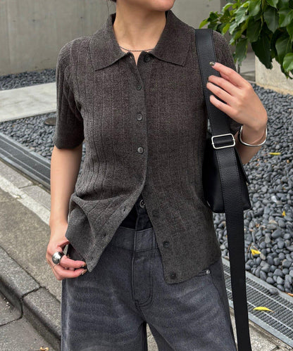 秋季新款 莫代爾闊腿羅紋針織Polo衫