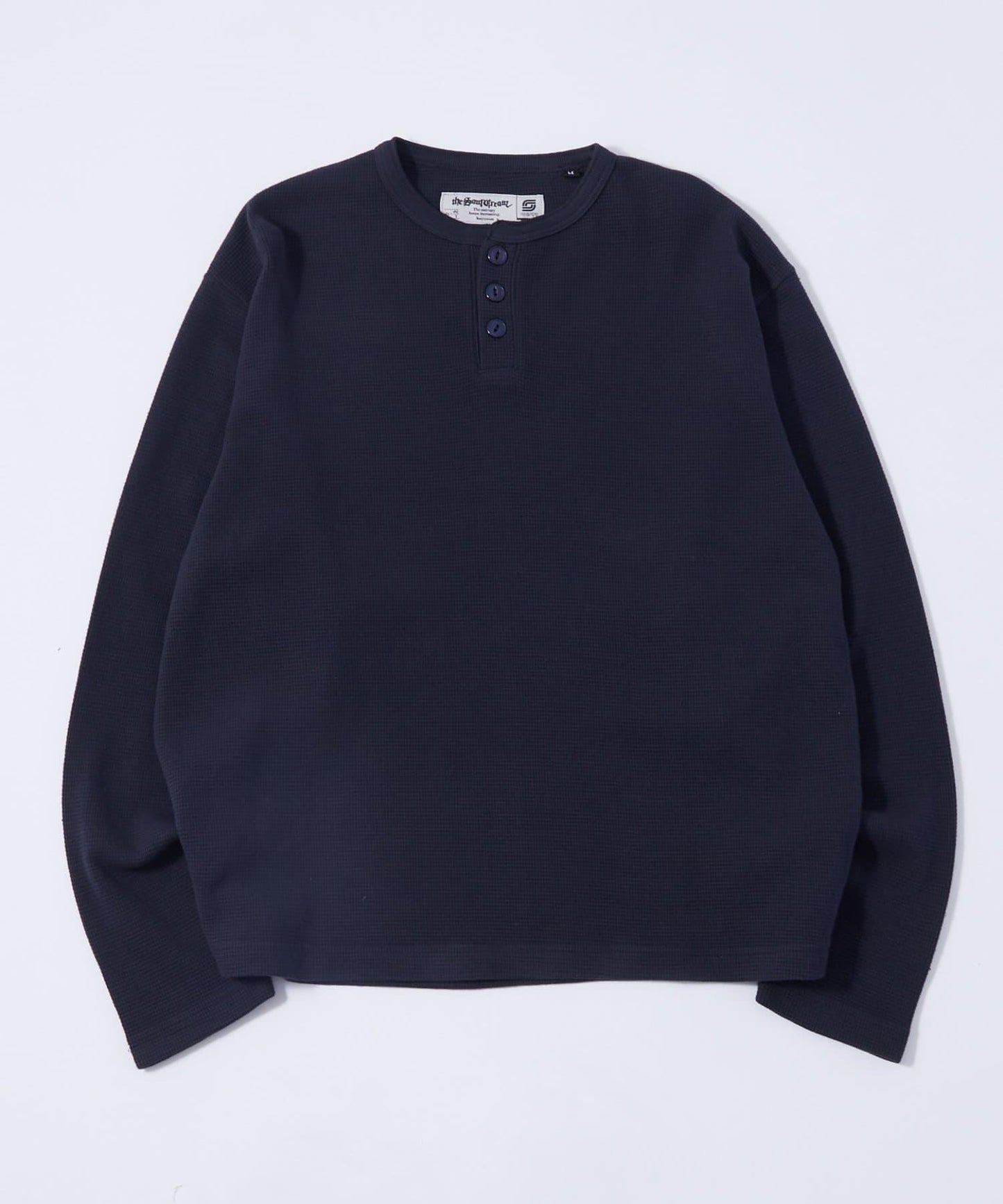 【UNISEX】【Sourcream】華夫格亨利領長袖T恤 [26AW]