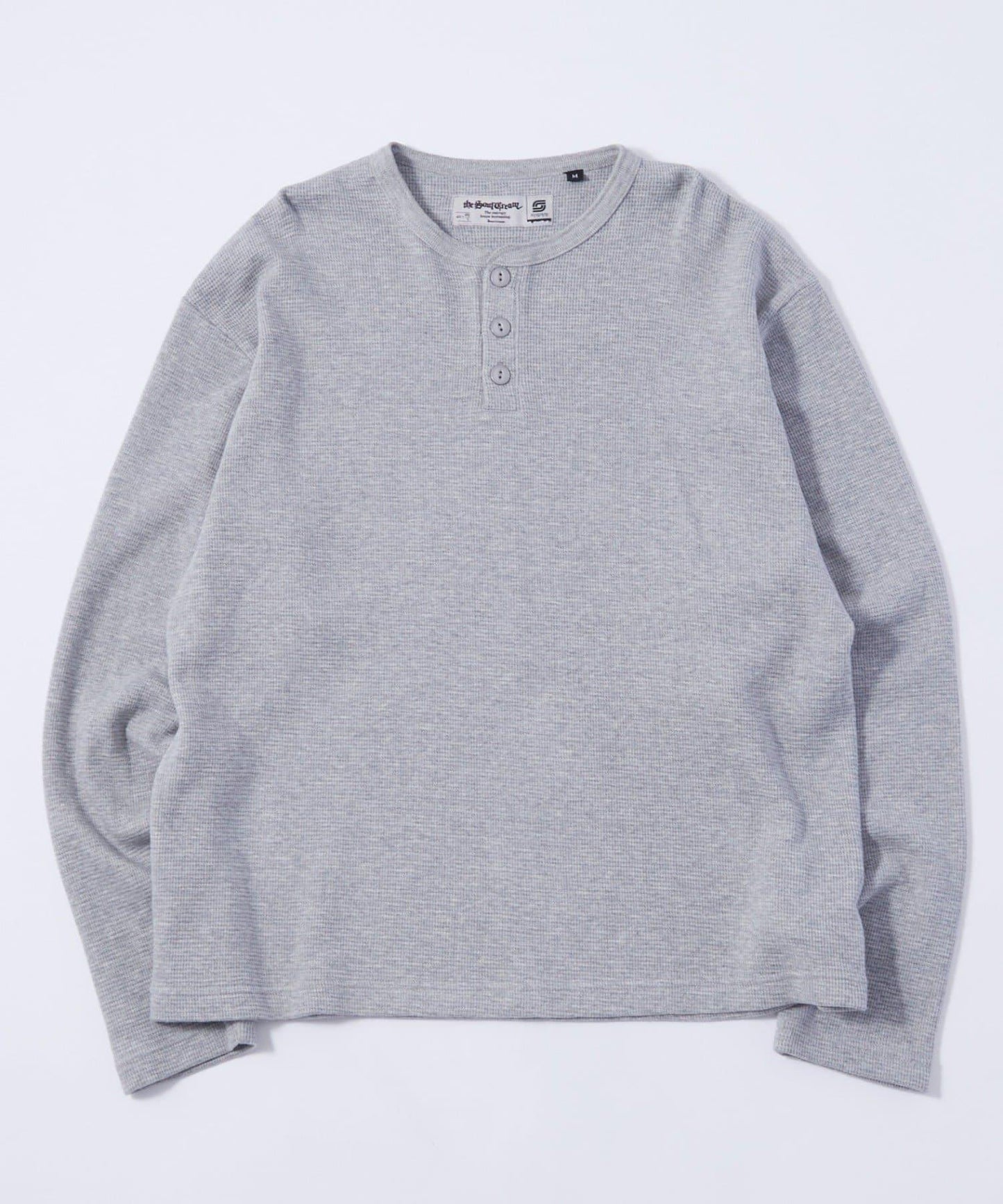 【UNISEX】【Sourcream】華夫格亨利領長袖T恤 [26AW]