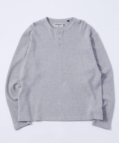 【UNISEX】【Sourcream】華夫格亨利領長袖T恤 [26AW]