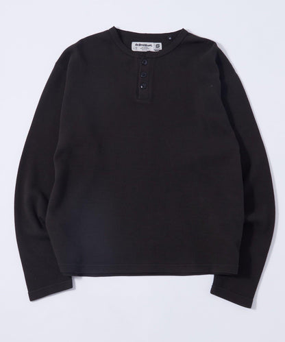 【UNISEX】【Sourcream】華夫格亨利領長袖T恤 [26AW]