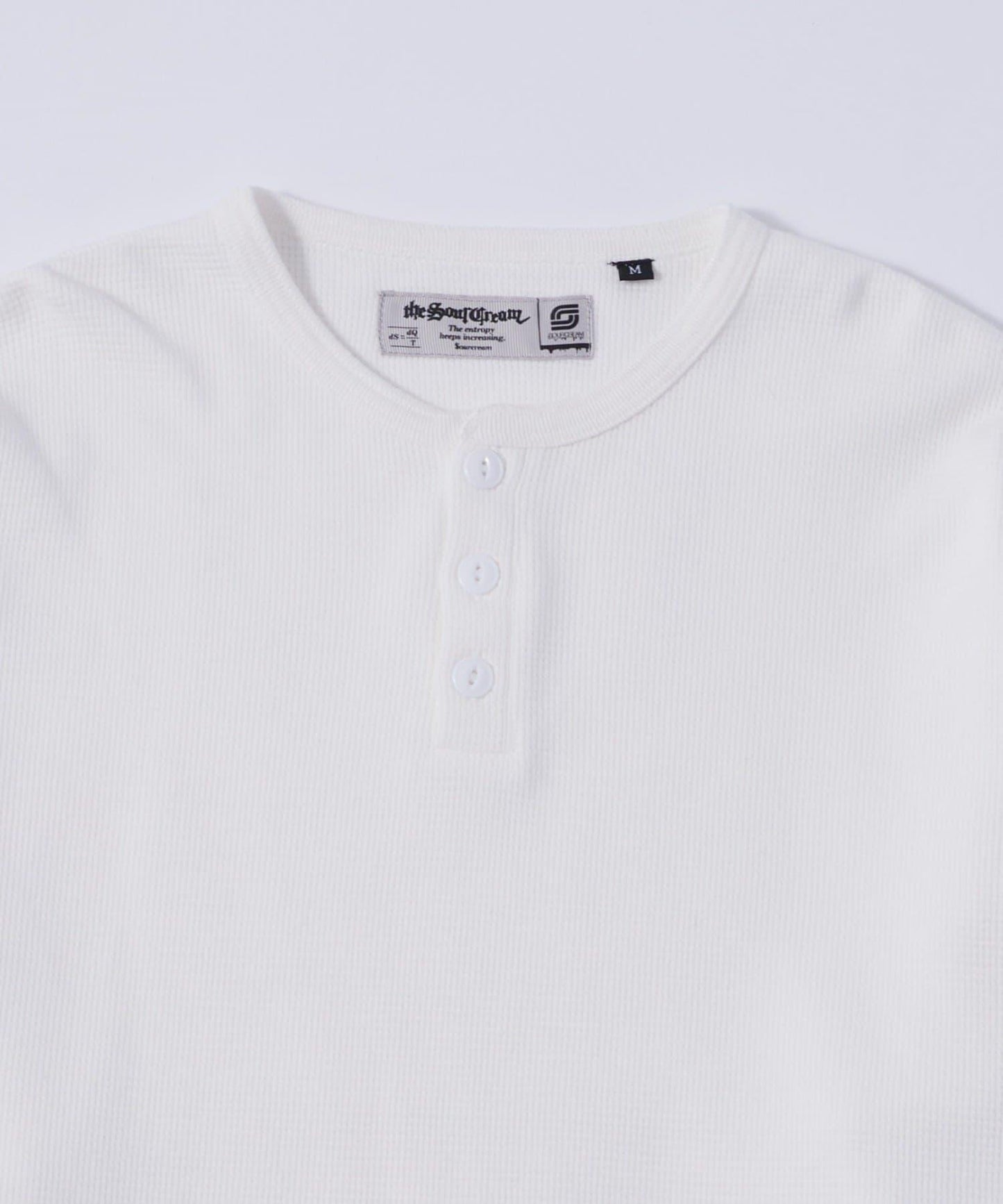 【UNISEX】【Sourcream】華夫格亨利領長袖T恤 [26AW]