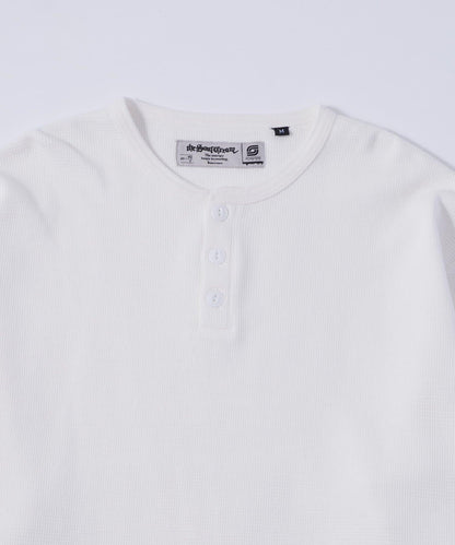 【UNISEX】【Sourcream】華夫格亨利領長袖T恤 [26AW]