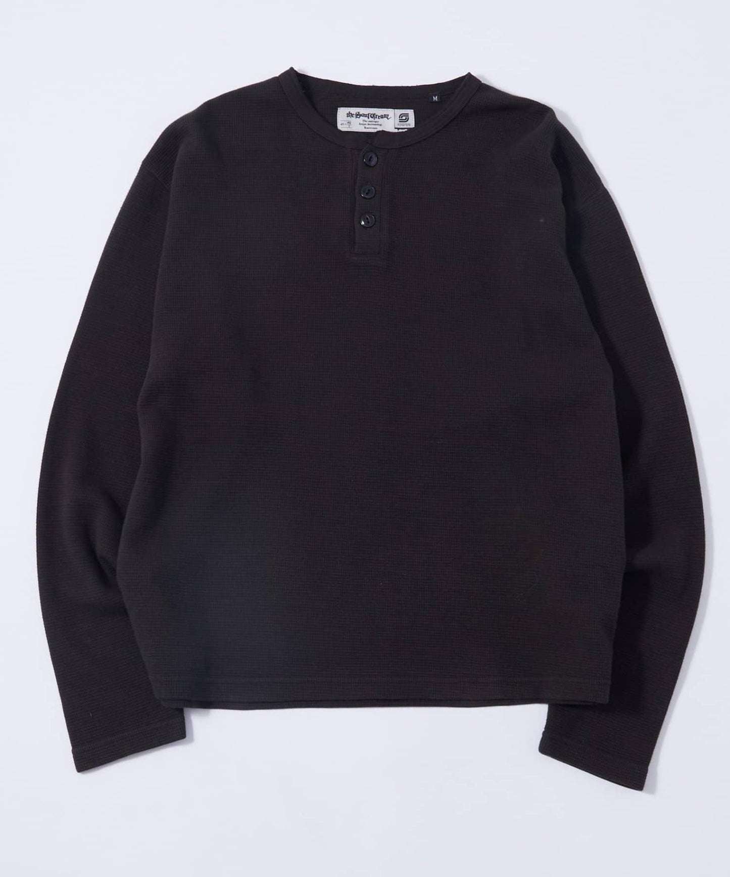 【UNISEX】【Sourcream】華夫格亨利領長袖T恤 [26AW]