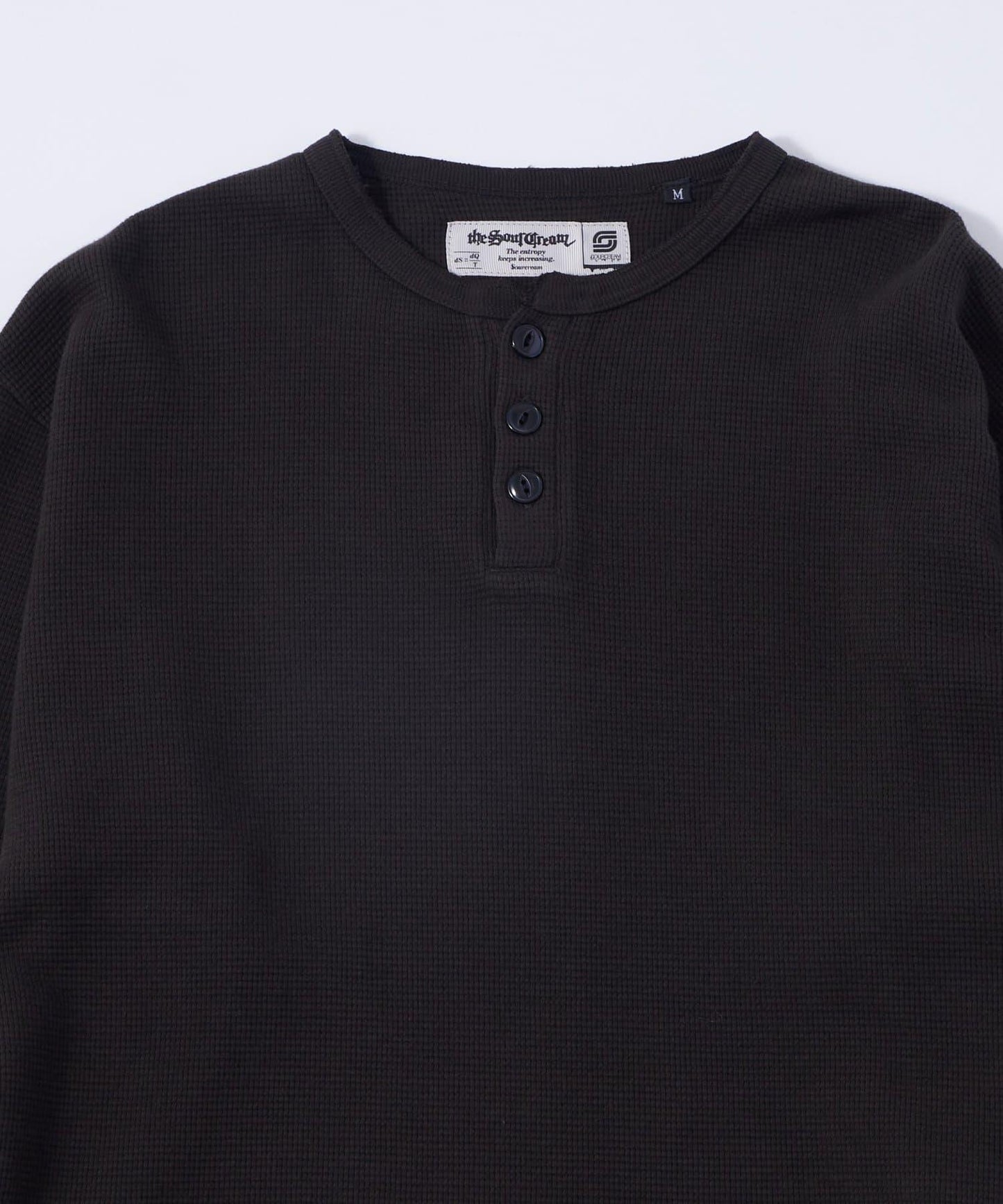 【UNISEX】【Sourcream】華夫格亨利領長袖T恤 [26AW]