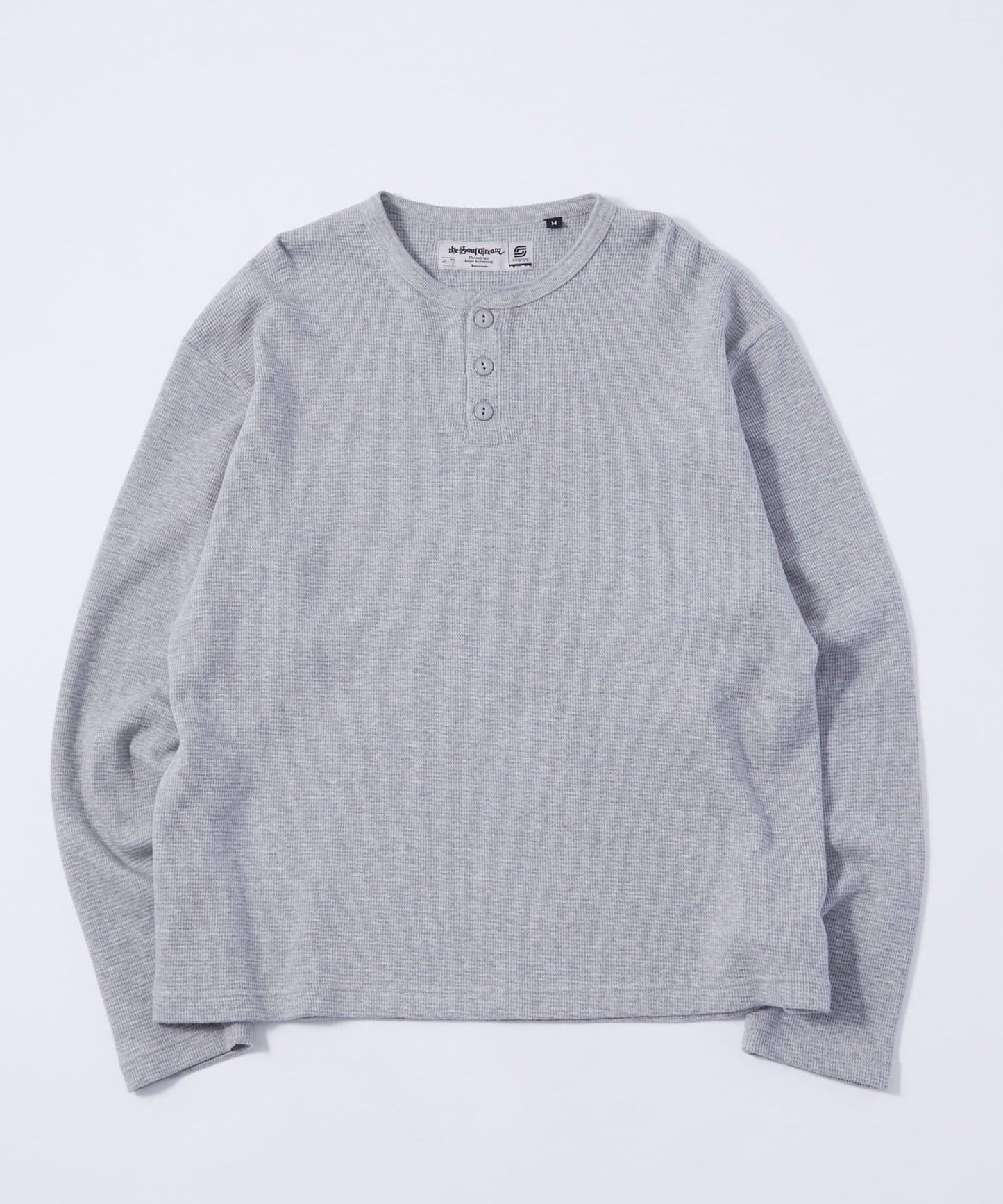 【UNISEX】【Sourcream】華夫格亨利領長袖T恤 [26AW]