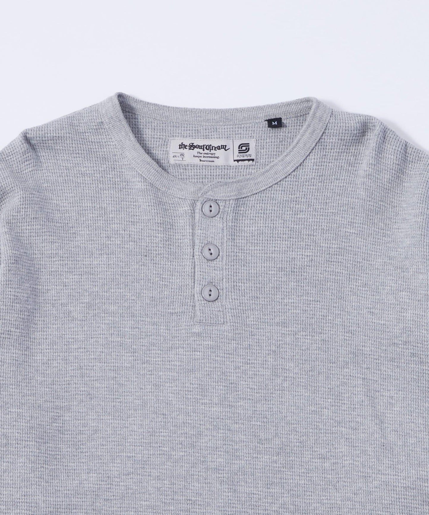 【UNISEX】【Sourcream】華夫格亨利領長袖T恤 [26AW]