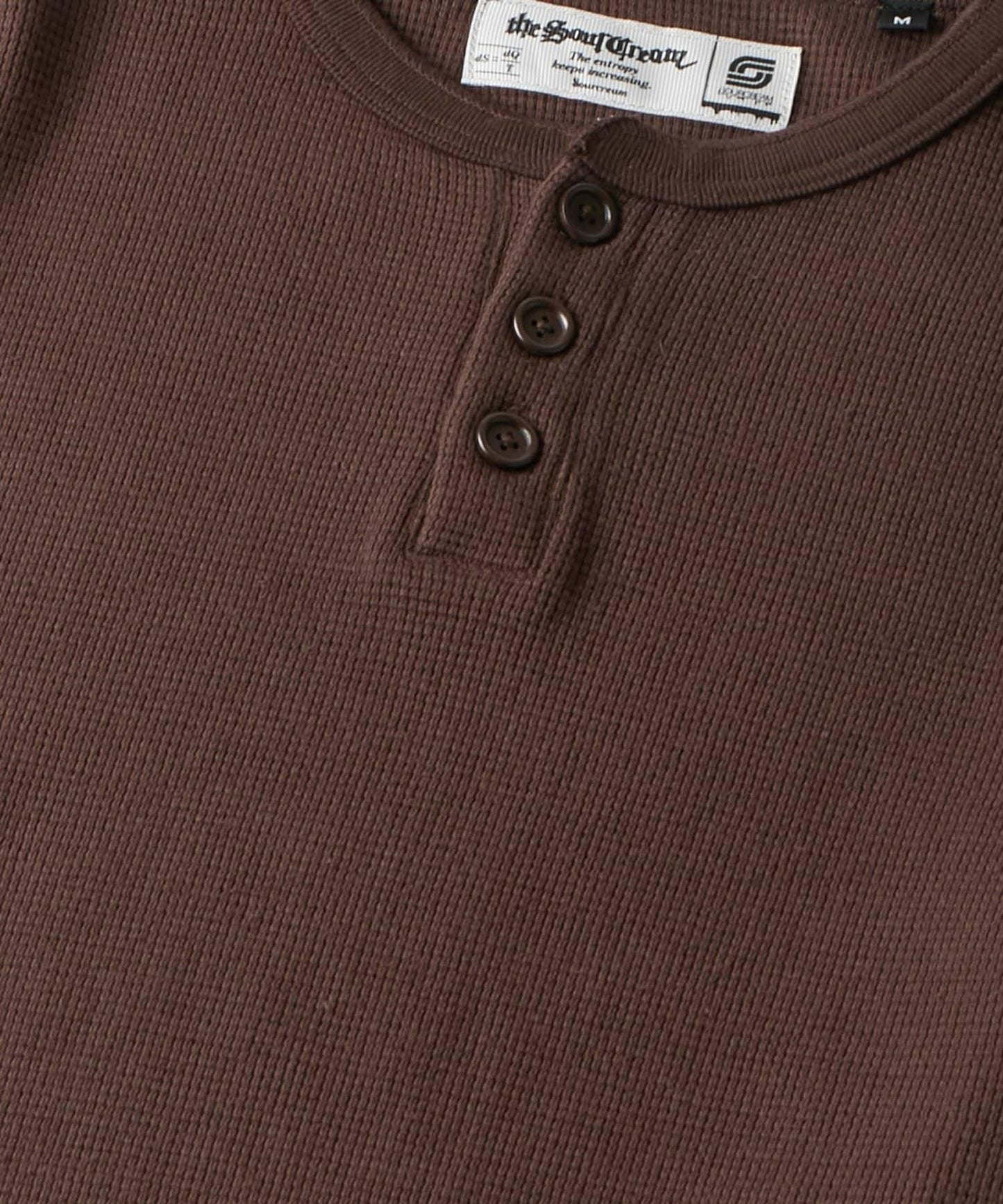 【UNISEX】【Sourcream】華夫格亨利領長袖T恤 [26AW]