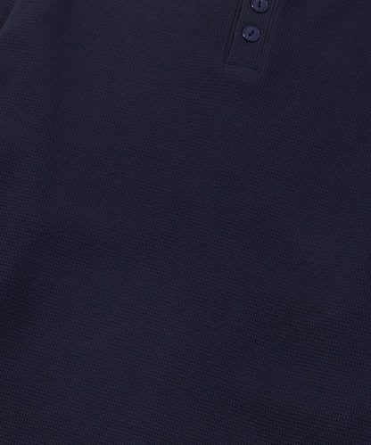 【UNISEX】【Sourcream】華夫格亨利領長袖T恤 [26AW]