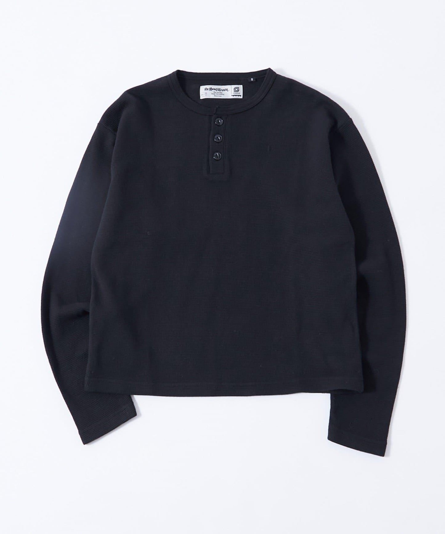 【UNISEX】【Sourcream】華夫格亨利領長袖T恤 [26AW]