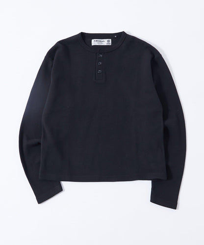 【UNISEX】【Sourcream】華夫格亨利領長袖T恤 [26AW]