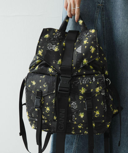 GANNI PRINTED NYLON BACKPACK