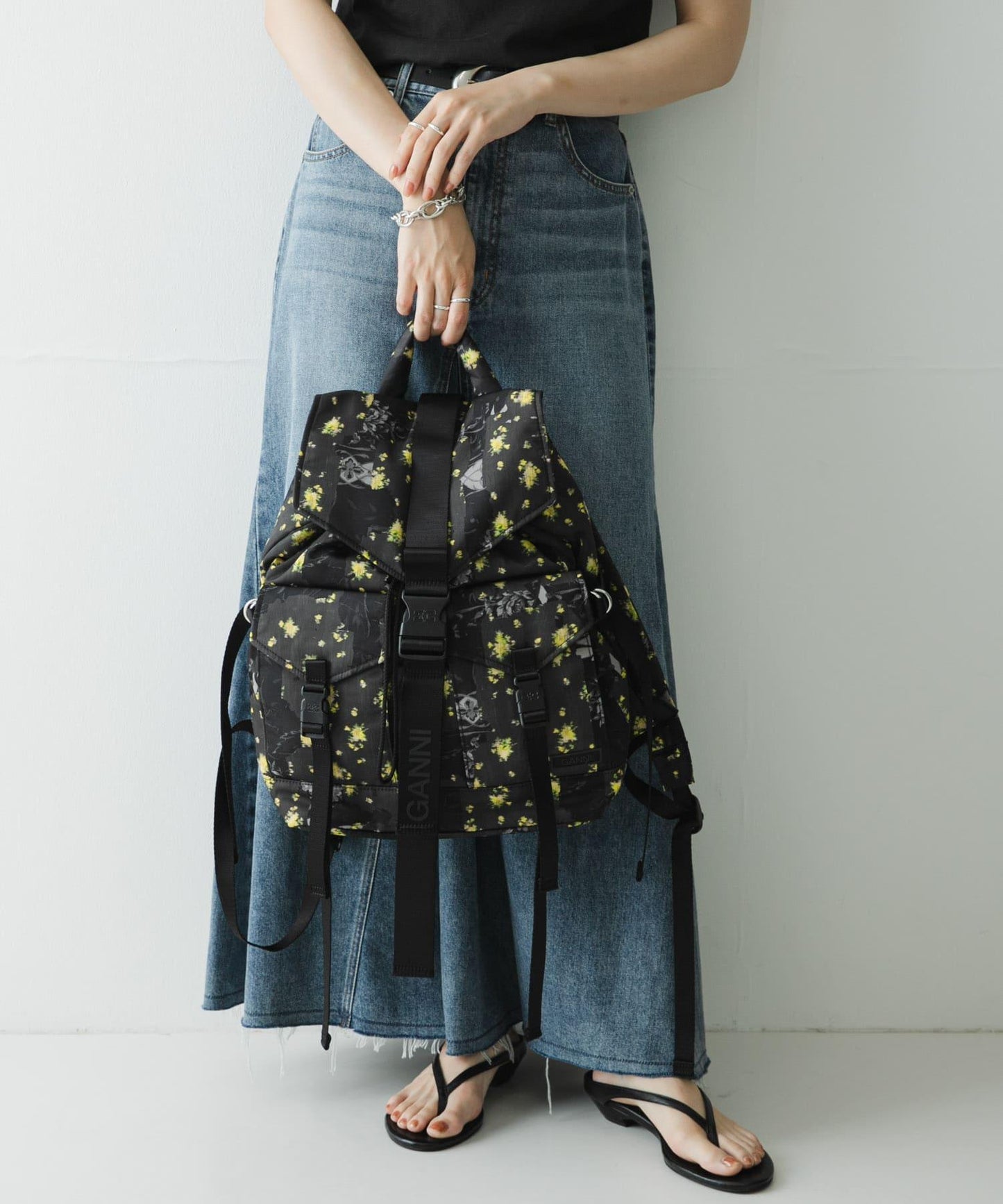 GANNI PRINTED NYLON BACKPACK
