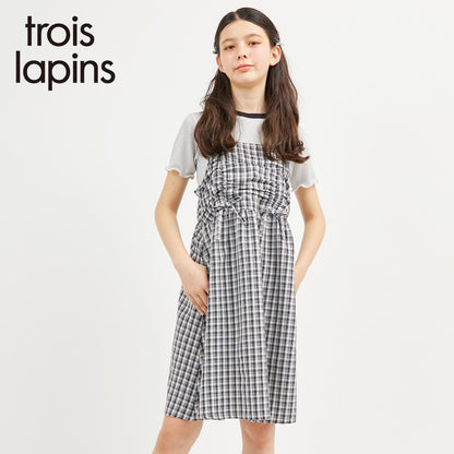 trois lapins (トロワラパン) 雙層褶皺吊帶連衣裙