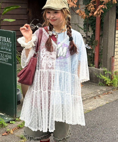 【ゆなまる(@yuna_maruu)企劃】波點薄紗改造T恤連衣裙