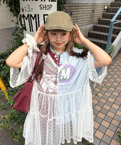 【ゆなまる(@yuna_maruu)企劃】波點薄紗改造T恤連衣裙