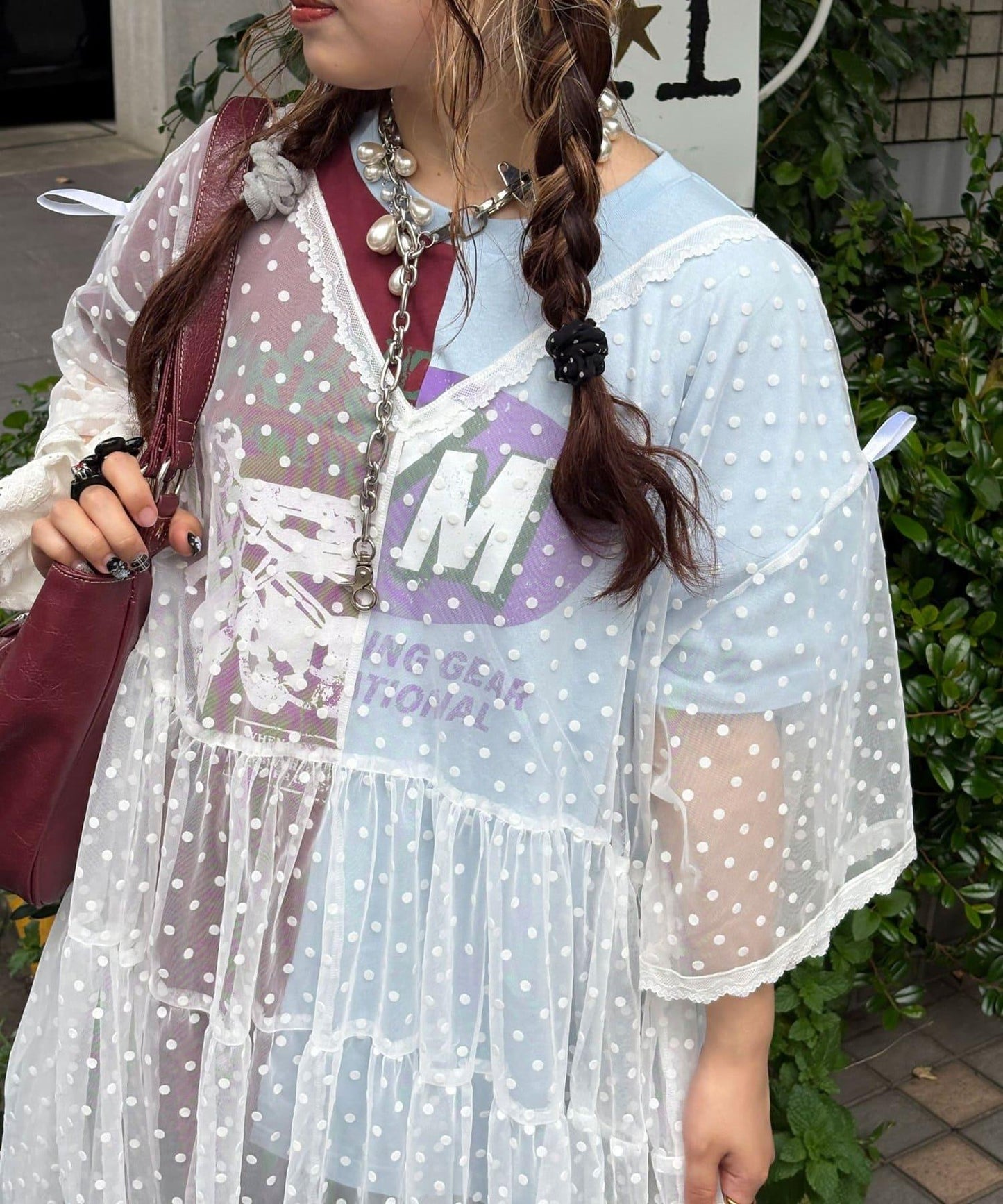 【ゆなまる(@yuna_maruu)企劃】波點薄紗改造T恤連衣裙