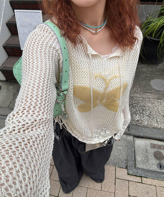 蝴蝶鏤空針織衫